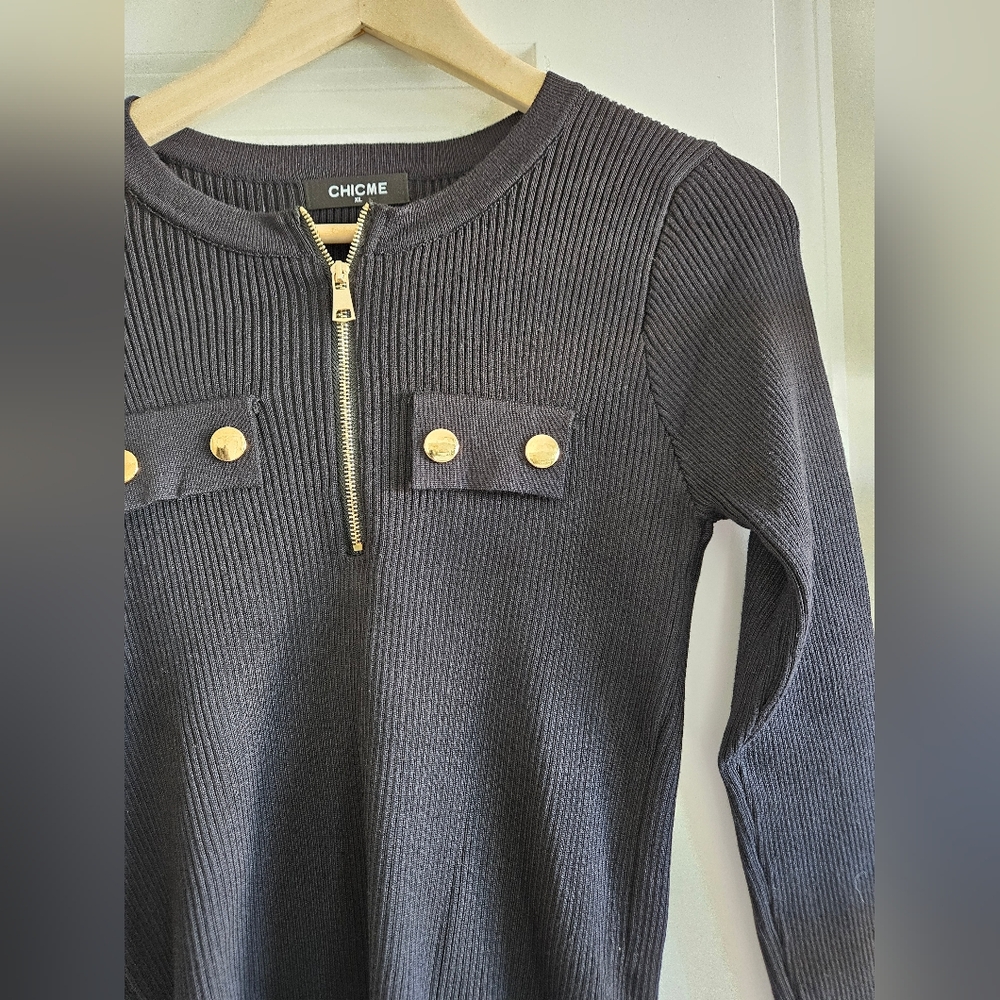 Black Ribbed Long Sleeve Top - Picture 4 of 9